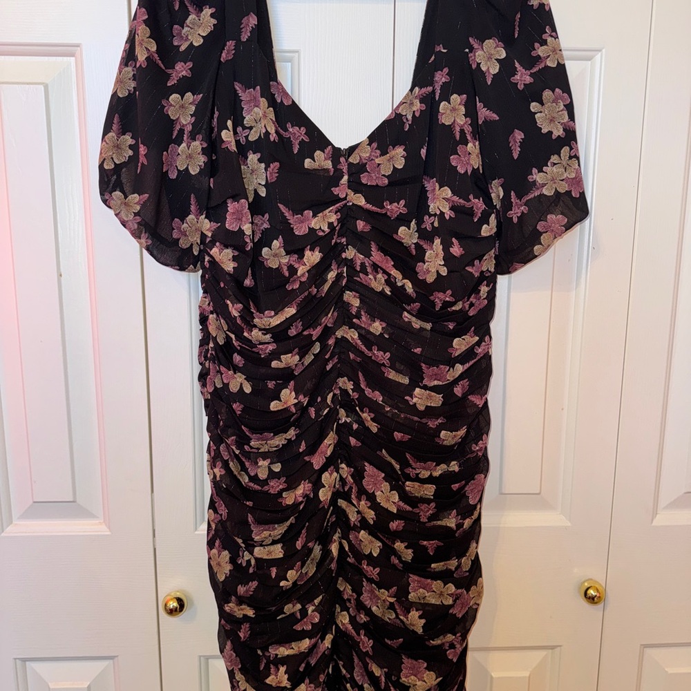 Chic Black and Purple Floral Mini Dress